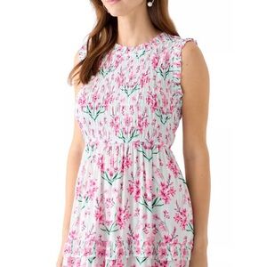 Crown & Ivy Floral Midi Dress Size 4 NWOT Pink Ruffle Tiered Spring Summer